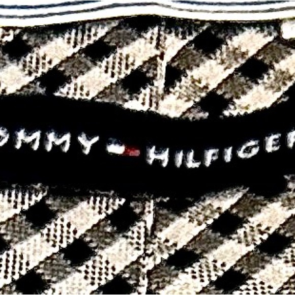 TOMMY HILFIGER Silk Tie • Black & White Plaid Blade • Blue Tail - Picture 8 of 8